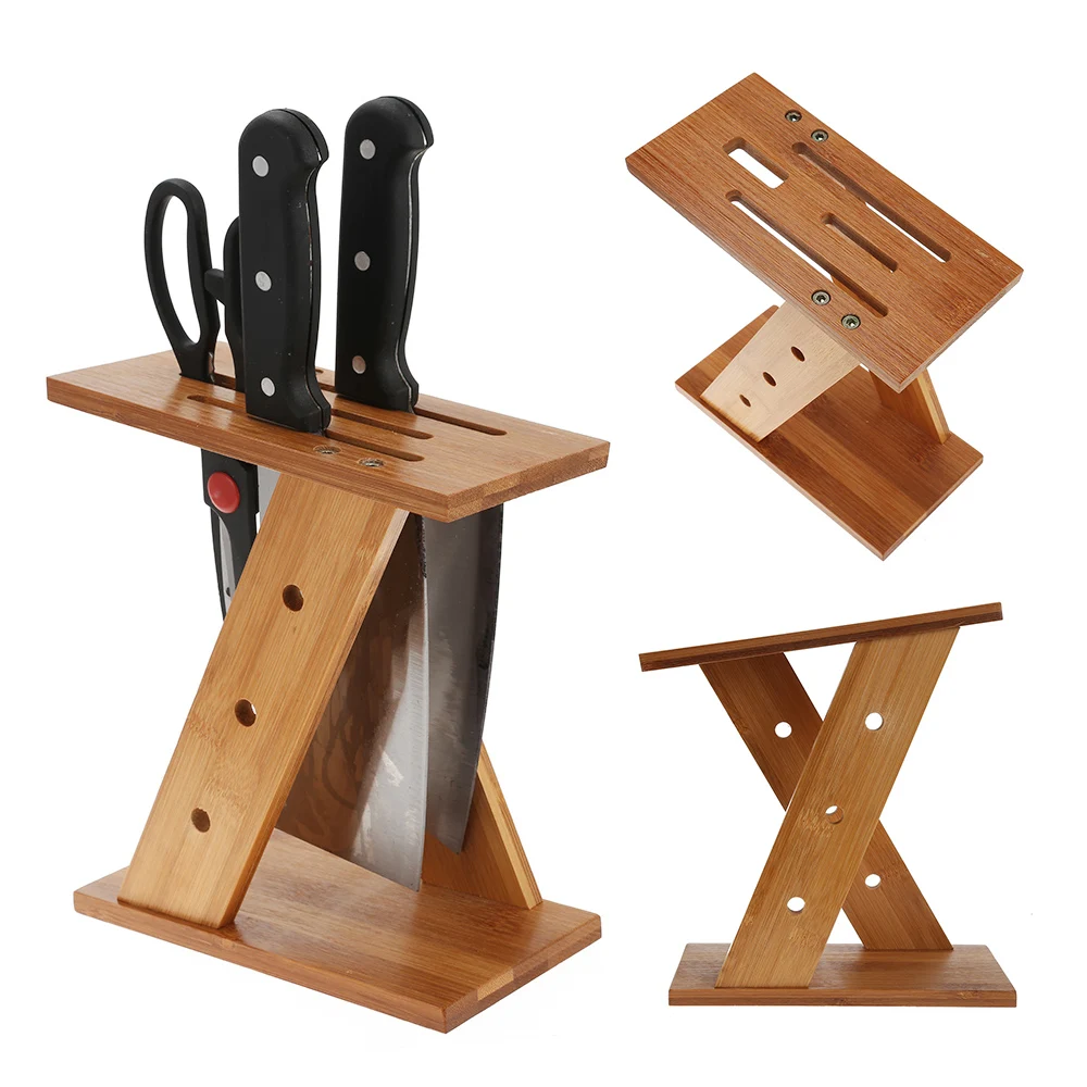 

Knife Holder Rack Kitchen Bamboo Tool Cutter Storage Rack Kitchenware Rack Creative Kitchen Tool Wooden Bamboo Knife Accessories