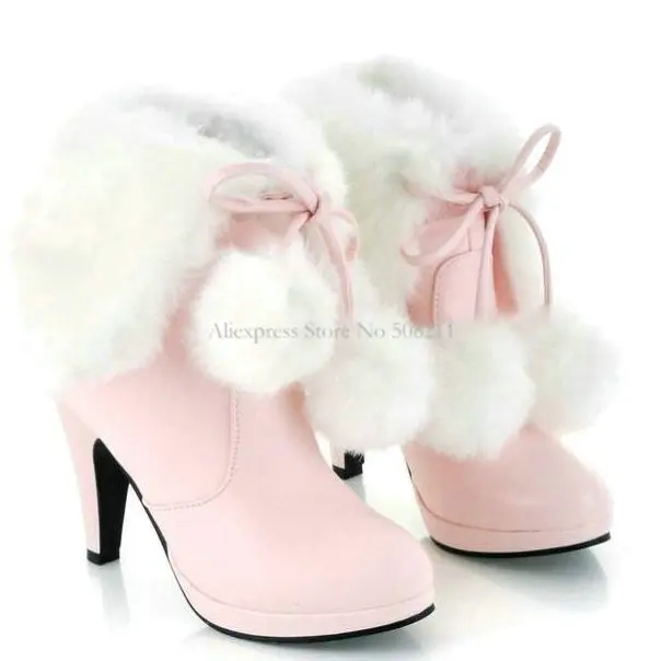 white boots with fur trim