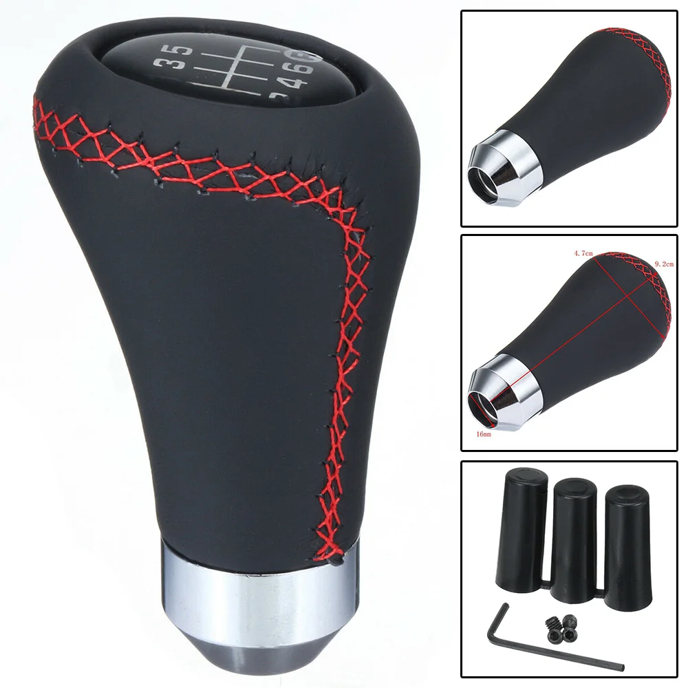 

Mayitr 1pc Universal Manual 6 Speed Gear Stick Genuine PU Leather Car Gear Shift Knob Shifter Lever for Car Interior Parts