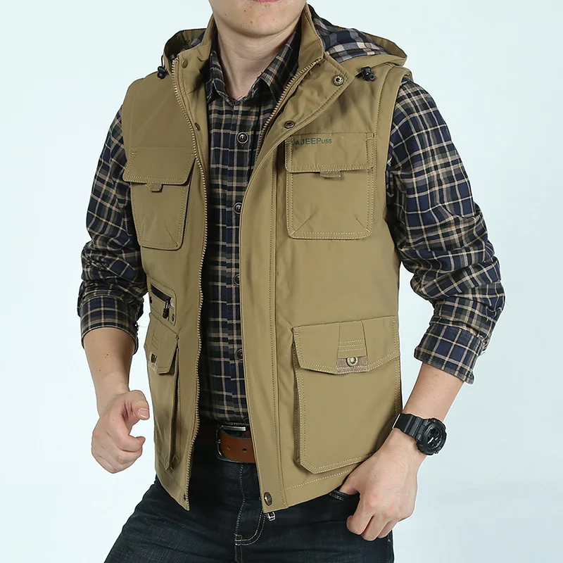 2014 Winter Photography Plus Velvet Hooded Vest Men Outdoor Leisure