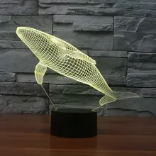 Color changing Flashing touch sensor control the whale Acrylic 3D USB LED table Lamp LED Cetacean Night Light