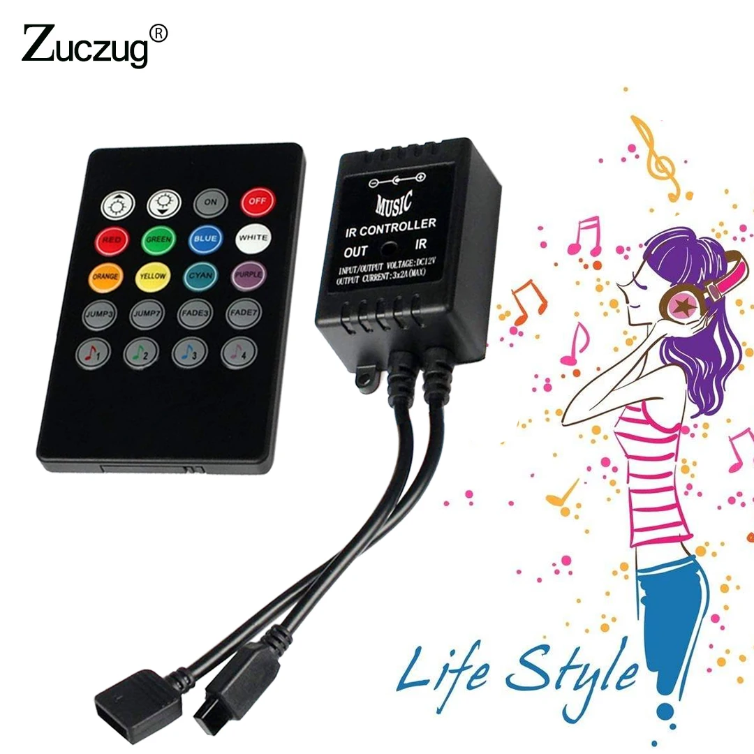 

Creative 20key Led Music IR Controller Remote Sound Sensor switch wireless For LED Strip RGB Controller Practical Home Party