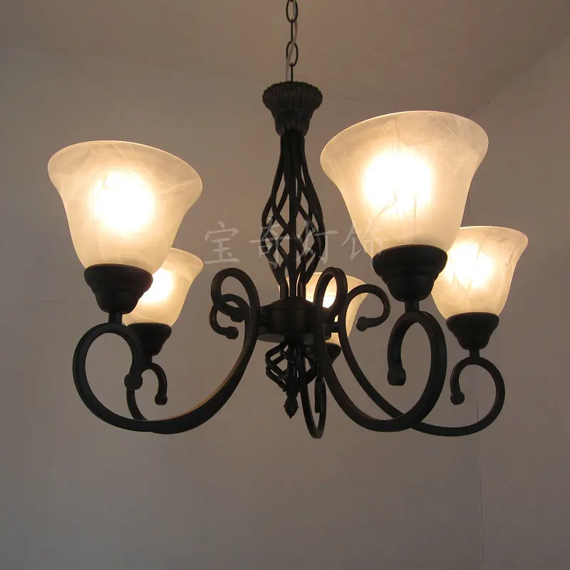 FREE SHIPPING EMS wrought iron pendant light living room lights rustic bedroom pendant lamp american 5 bqd6