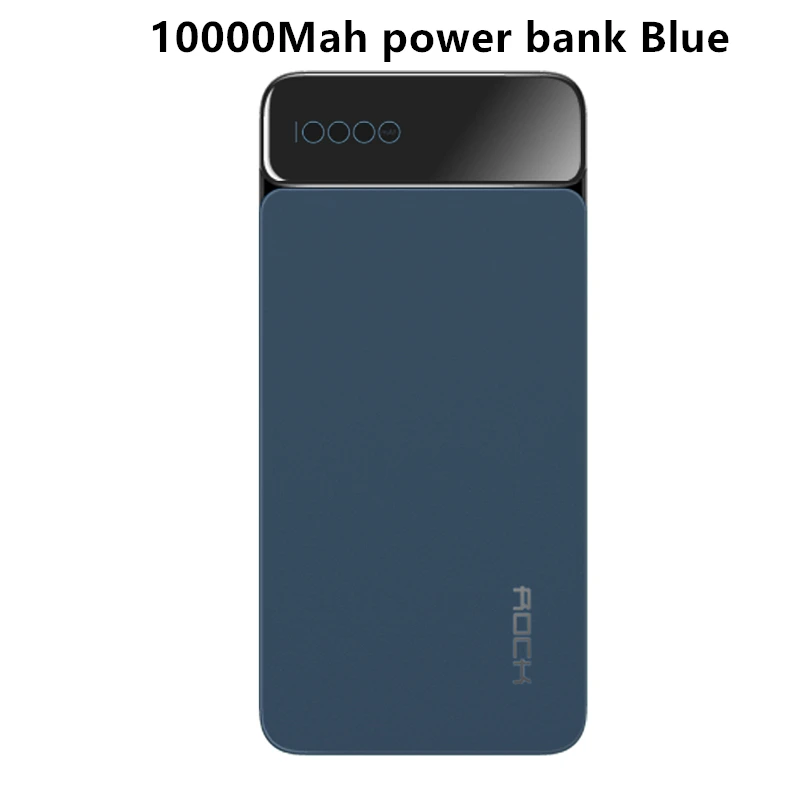 Рок-н-Мощность банк 10000mAh с цифровым Дисплей Портативный внешний Тип батареи C 5V 3A Мощность банк для iphone X для Xiaomi - Цвет: bank Blue
