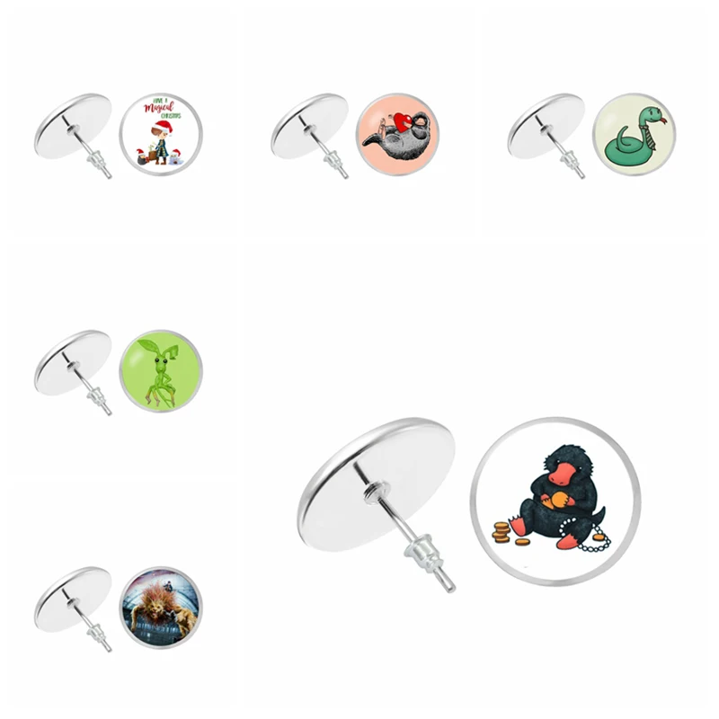 

Fantastic Beasts Stud Earrings and Where to Find Them Earrings Vintage Magical Congress Badge Movie Jewelry Valentine s Day gift