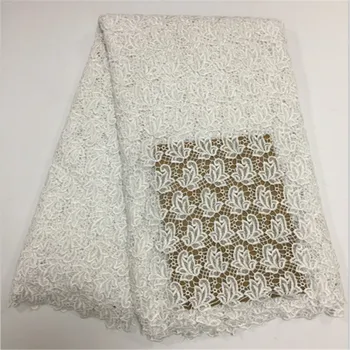 

Fashion Nigeria soluble Water Lace Fabric 5yd/lot High Quality African Guipure Cord Lace Fabric White For Party Dress