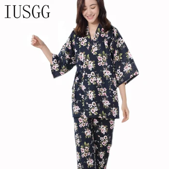 

Women Clothes For Summer Pajamas Sets V-Neck Sleepwear Satin Pajama Women Cotton V-Neck Floral Printed Three Quarter Pajama Set