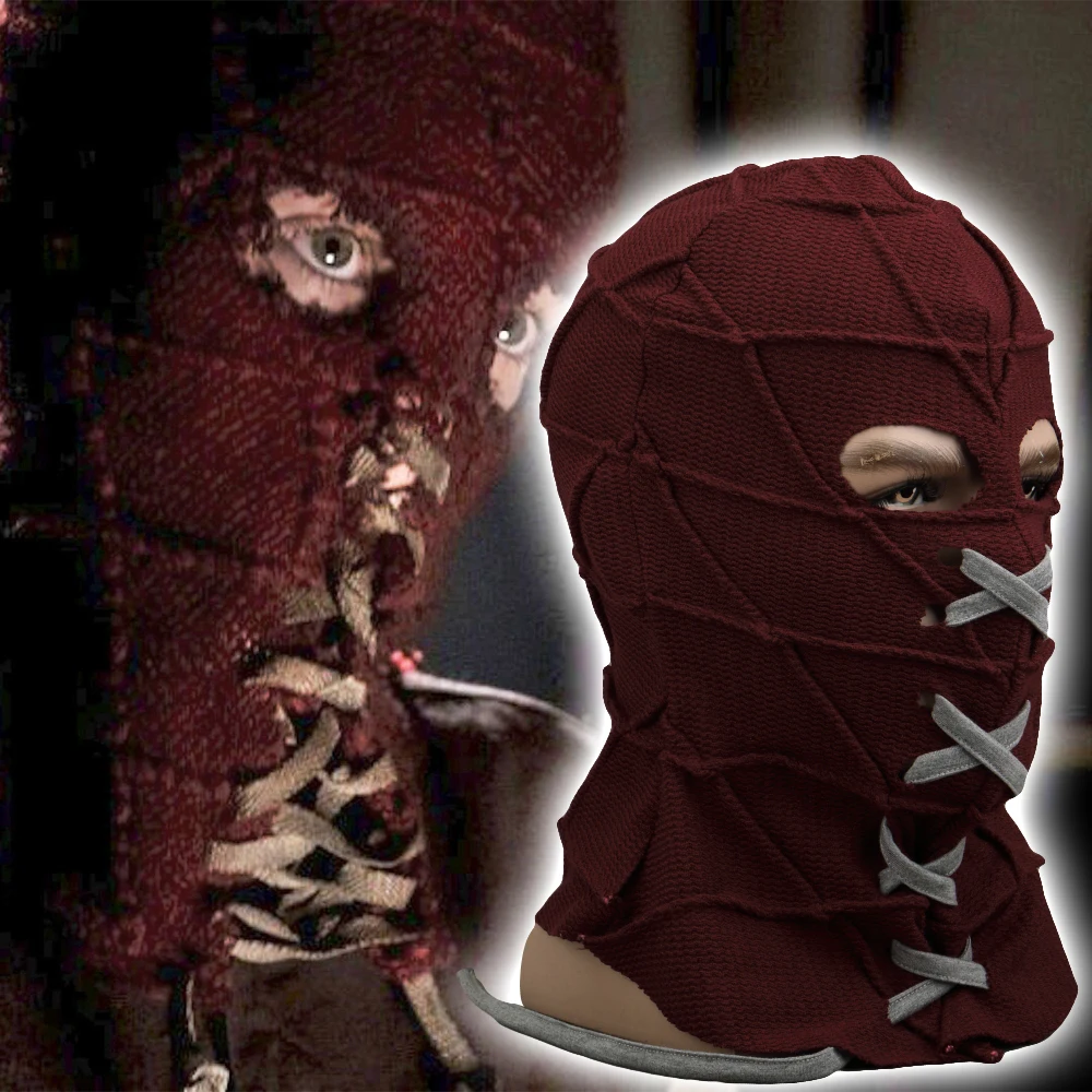

Red Hood From Movie BrightBurn Scary Horror Mask Costumes Kids Cosplay Halloween Knitting Mask Full Head Breathable Props