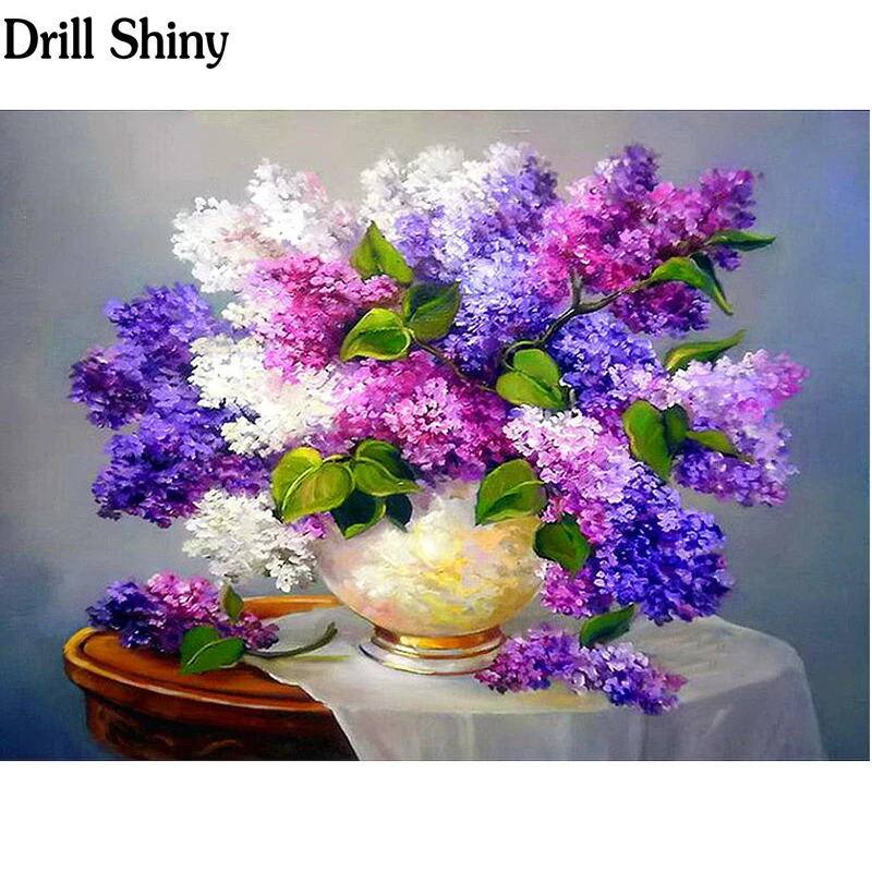 

drill Diamond embroidery Purple Lilac Flower 5D DIY Diamond painting Cross Stitch Rhinestone mosaic decoration painting FC013