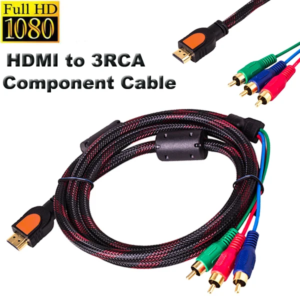 

HDMI Male to 3 RCA RGB Video Audio AV Component Cable For DVD, HDVD, HDTV, LCD, ETC - 3 Meter