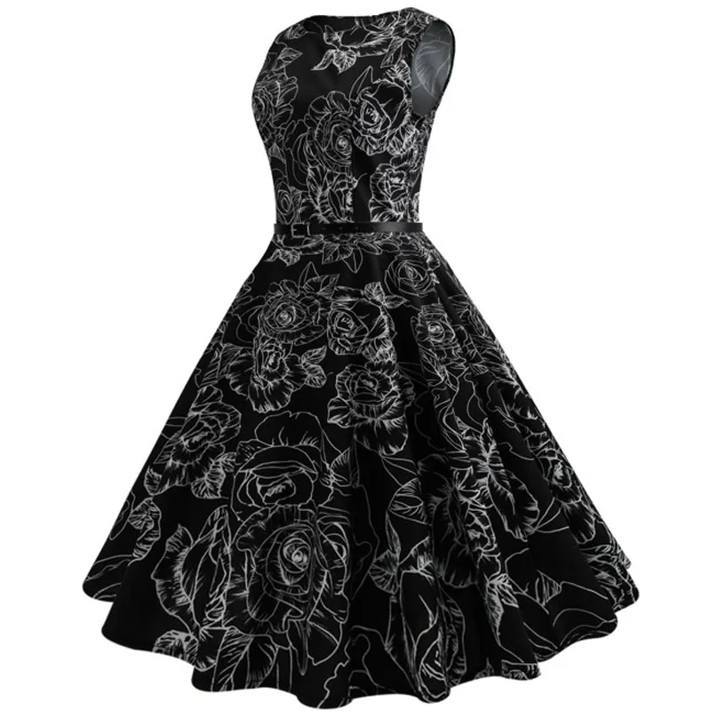 Летние женские платья, повседневные, цветочные, Ретро стиль, 50s 60s Robe Rockabilly Swing Pinup Vestidos, вечерние платья на День святого Валентина