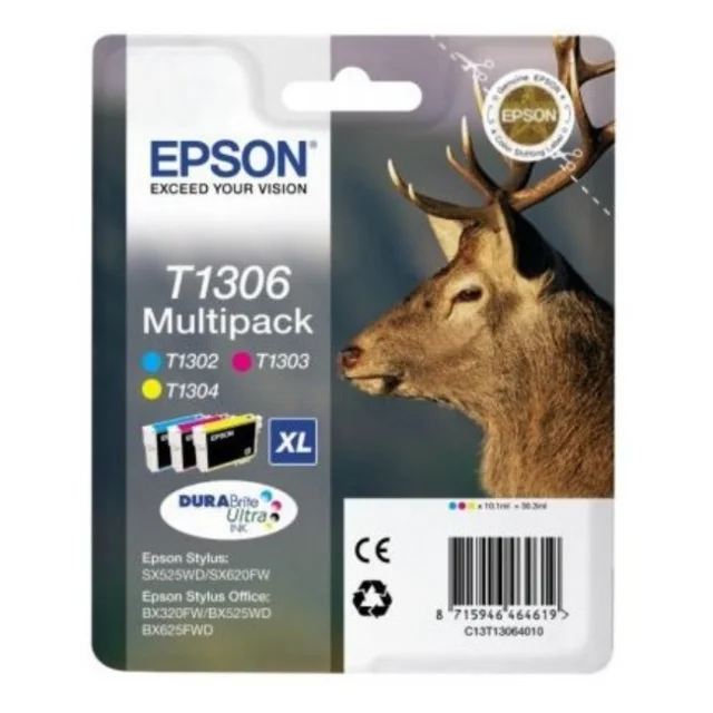 

Epson Multipack 3-colours T1306 DURABrite Ultra Ink, Cian, Magenta, Amarillo, Epson, SX525WD, SX620FW, BX320WF, BX525WD, BX625FW