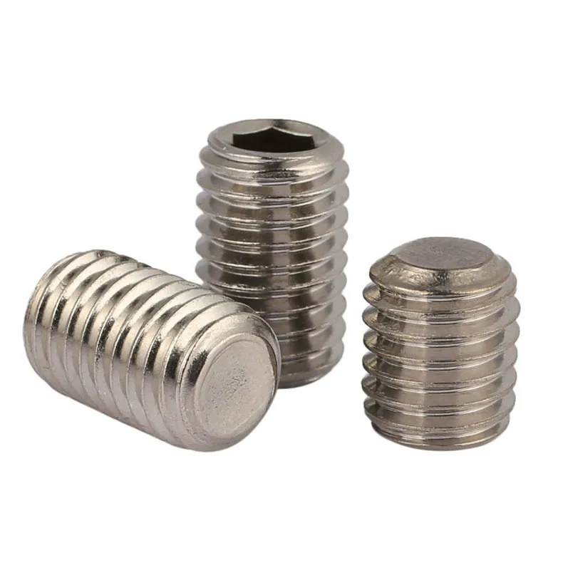 

50Pcs DIN913 M2 M2.5 M3 M4 M5 304 Stainless Steel Metric Thread Grub Screws Flat Point Hexagon Socket Set Screws Headless