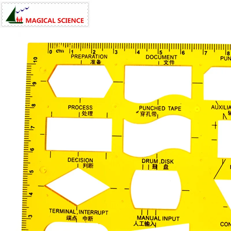 Блок-схема шаблон для рисования K пластиковые гибкие профессиональные сети Блок-диаграммы символы линейка для студентов JSH4351
