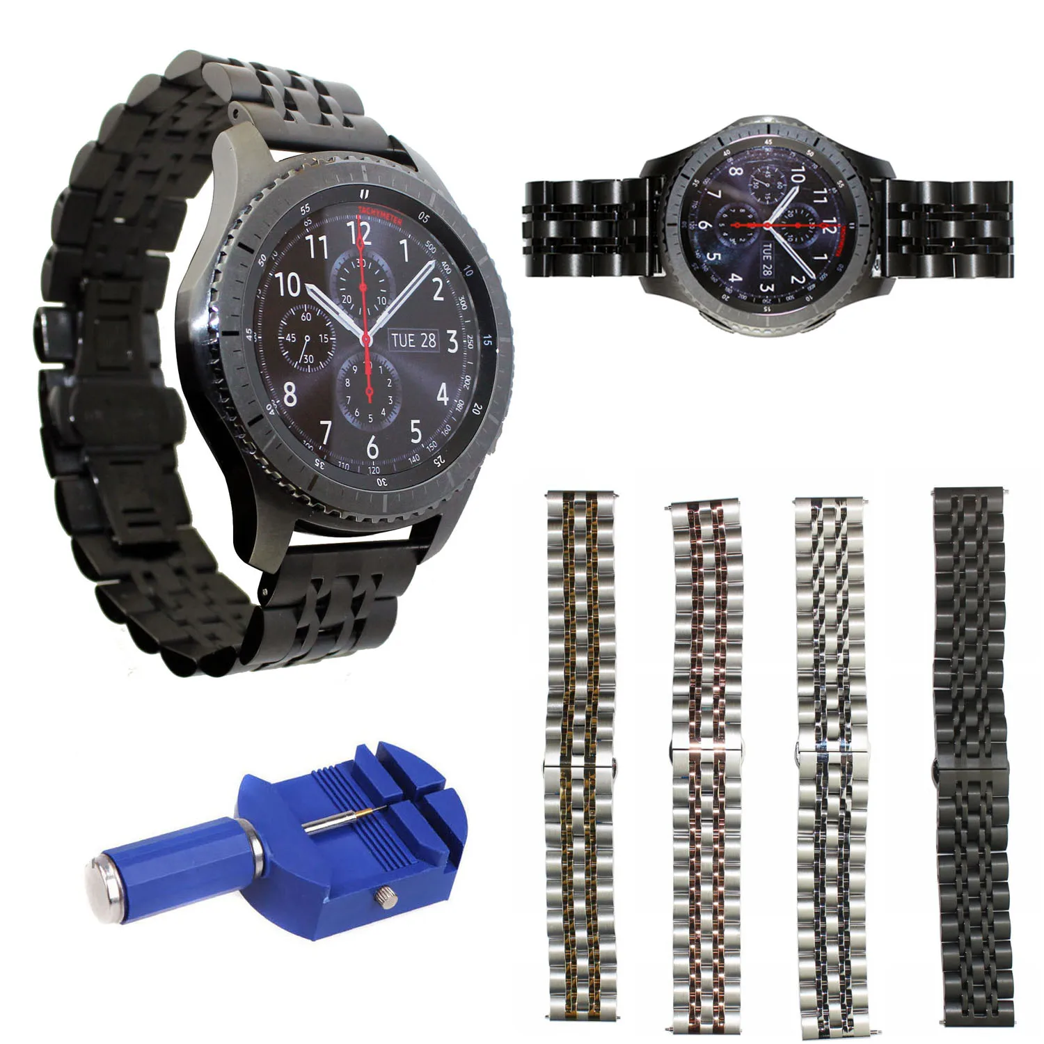 22mm cinturino in acciaio inox + sgancio rapido spilli per samsung gear s3  frontier classico cinturino cinturino da polso braccialetto di  collegamento|steel watchband|stainless steel watchband22mm stainless -  AliExpress