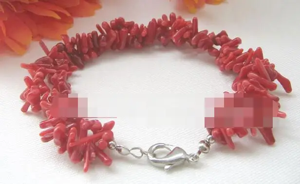 

1870 2row red coral bracelet- GP clasp