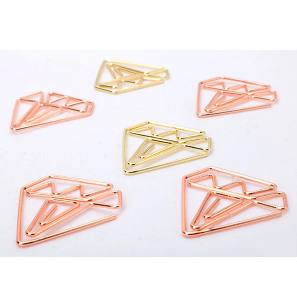 

10 Pieces Paper Clips ,Special Shape Metal Diamond Paper Clips Assorted Colors
