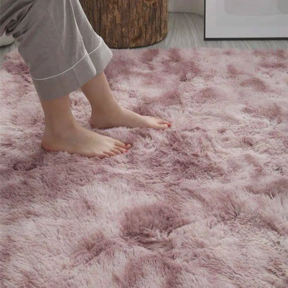 Grey Carpet Tie Dyeing Plush Soft Carpets For Living Room Bedroom Anti Slip Floor Mats Bedroom Water Absorption Carpet Rugs