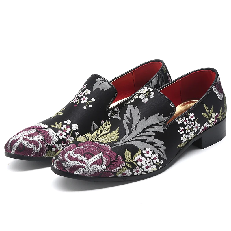 Для мужчин Красочные Бизнес итальянские классические туфли стиль ручной работы изысканная вышивка дизайнерские кожаные туфли человек обувь с острым носком - Цвет: black