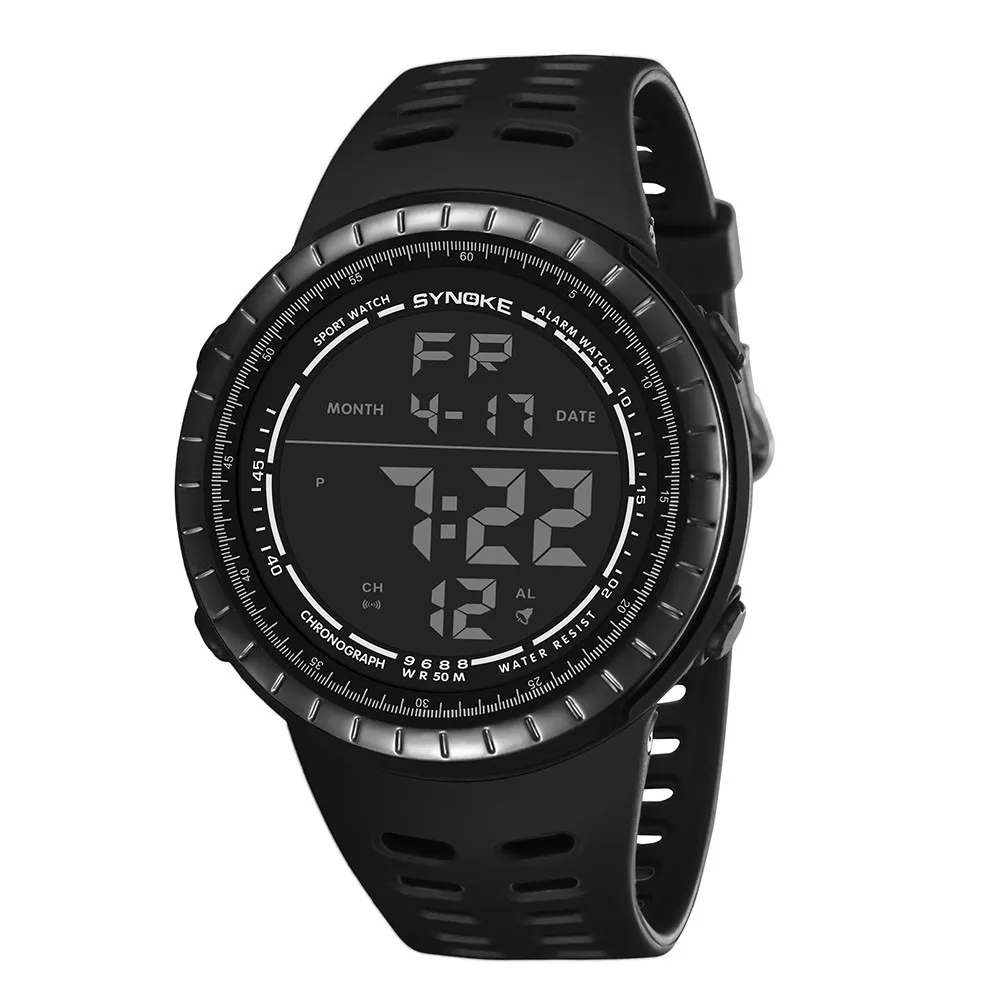 SYNOKE многофункциональные 50 м водонепроницаемые часы светодиодный цифровые часы двойного действия электронные часы цифровые часы модные gif мужские watc