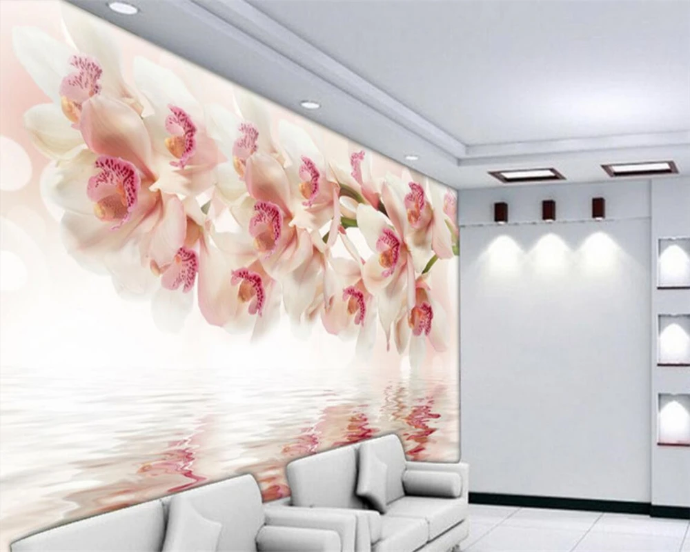 Beibehang Modern home custom 3D fresco wallpaper bedroom television background wallpaper mural dream orchid flower 3d wallpaper Beibehang Modern home custom 3D fresco wallpaper bedroom television background wallpaper mural dream orchid flower 3d wallpaper