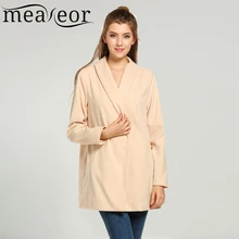 Meaneor бренд шерстяное пальто средней длины длинное платье в пол, Стиль Для женщин Повседневное на одной пуговице с длинным рукавом однотонные свободные отложной воротник пальто