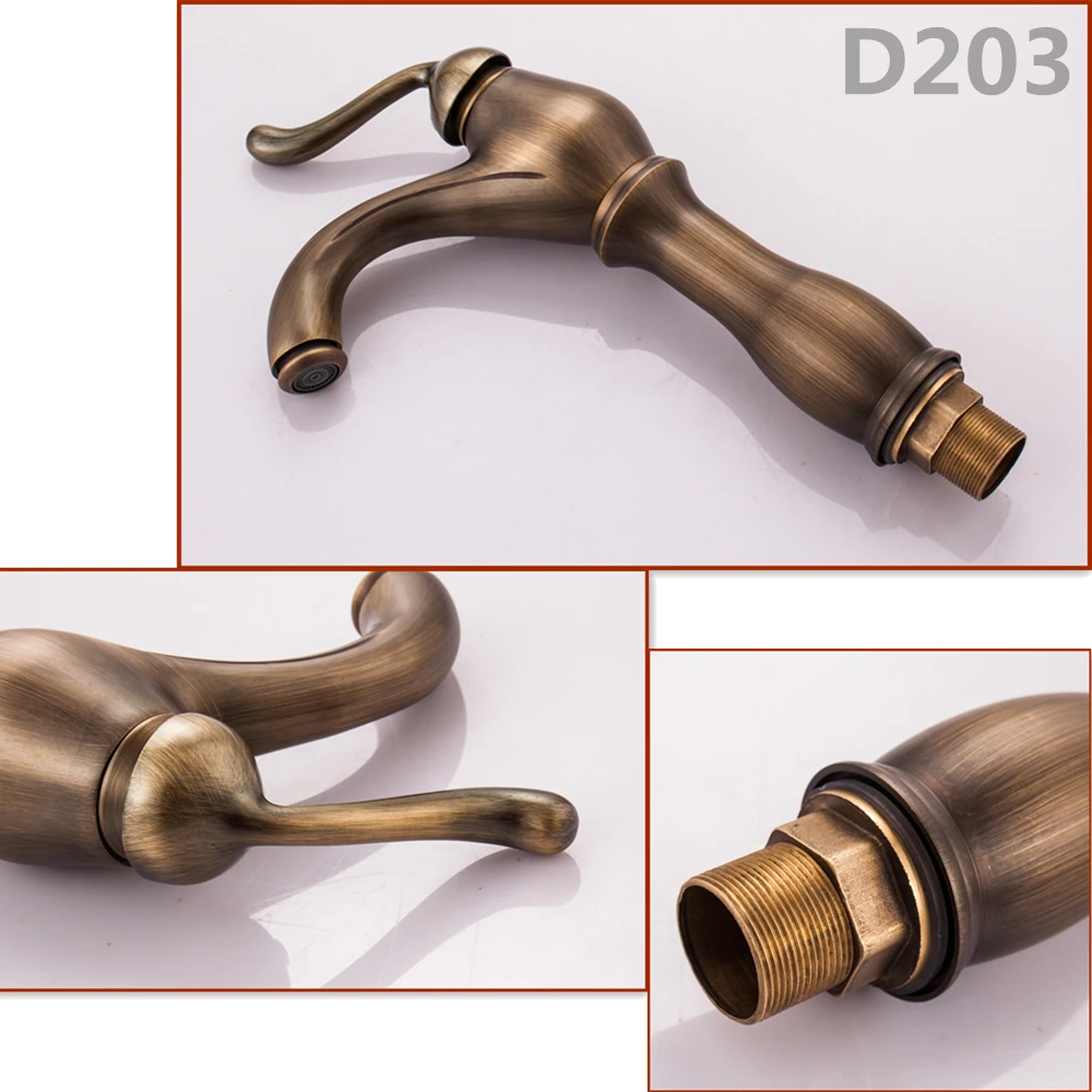 Bathroom Sink Faucet Antique Bronze Basin Faucet Water Tap Single Handle Cold and Hot Water Tap5