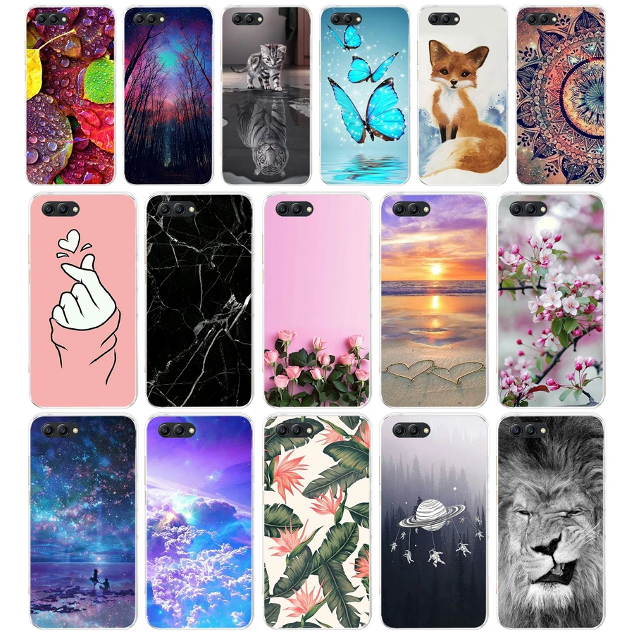 

A silicone cover phone case for 5.84 inch huawei honor 10 case cover honor 9 10 soft tpu back cover full 360 protective bags