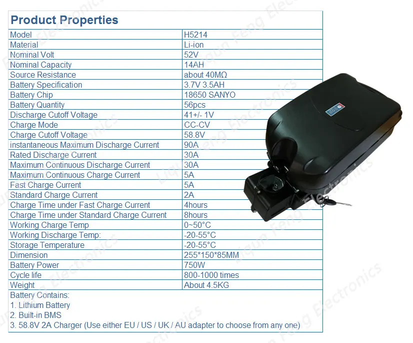Best 51.8V Electric Bike 14S4P Lithium Battery 750W 1000W 52V 14AH 15AH High Power for Sanyo cell Lithium ion Battery with 30A BMS 1 Best 51.8V Electric Bike 14S4P Lithium Battery 750W 1000W 52V 14AH 15AH High Power for Sanyo cell Lithium ion Battery with 30A BMS 1