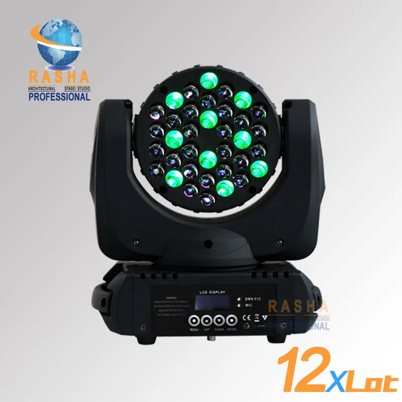 

12pcs/LOT High Quality 36pcs*3W Stage Light 4in1 RGBW LED Moving Head Beam,Moving Head Light With LCD Display,POWERCON 110-240V