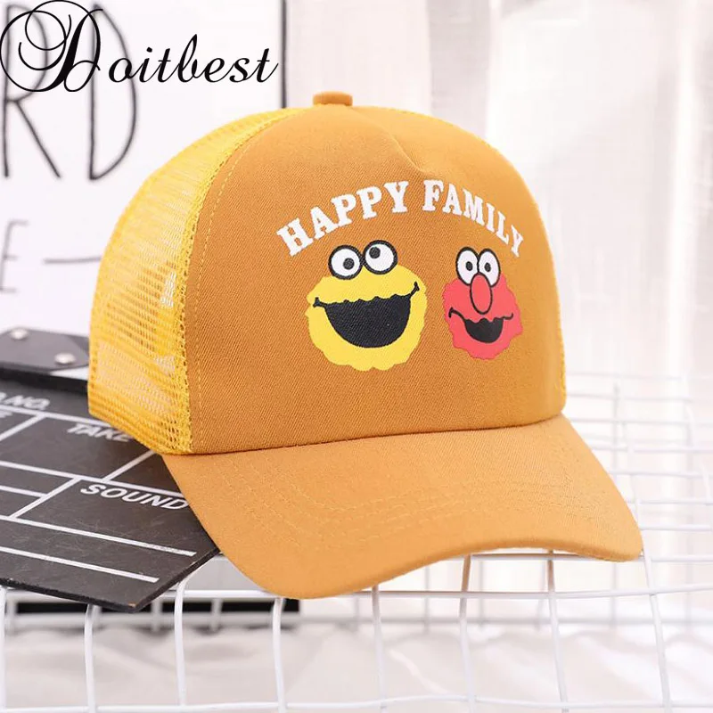 

Doitbest 2 to 6 Years old Child Baseball Cap Hip Hop Summer Happy Family letter kids Sun Hat mesh Boys Girls Caps snapback hats