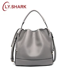 LY.SHARK Fashion Women Bags Designer Genuine Leather Handbags Bucket Bag Summer Messenger Shoulder Crossbody Bags White