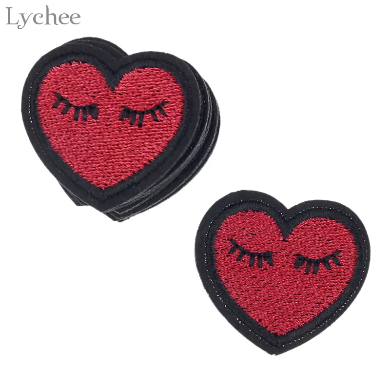 Lychee 10 шт. вышивка сердце ресниц патчи для одежды железа на патчи аппликация украшения одежды