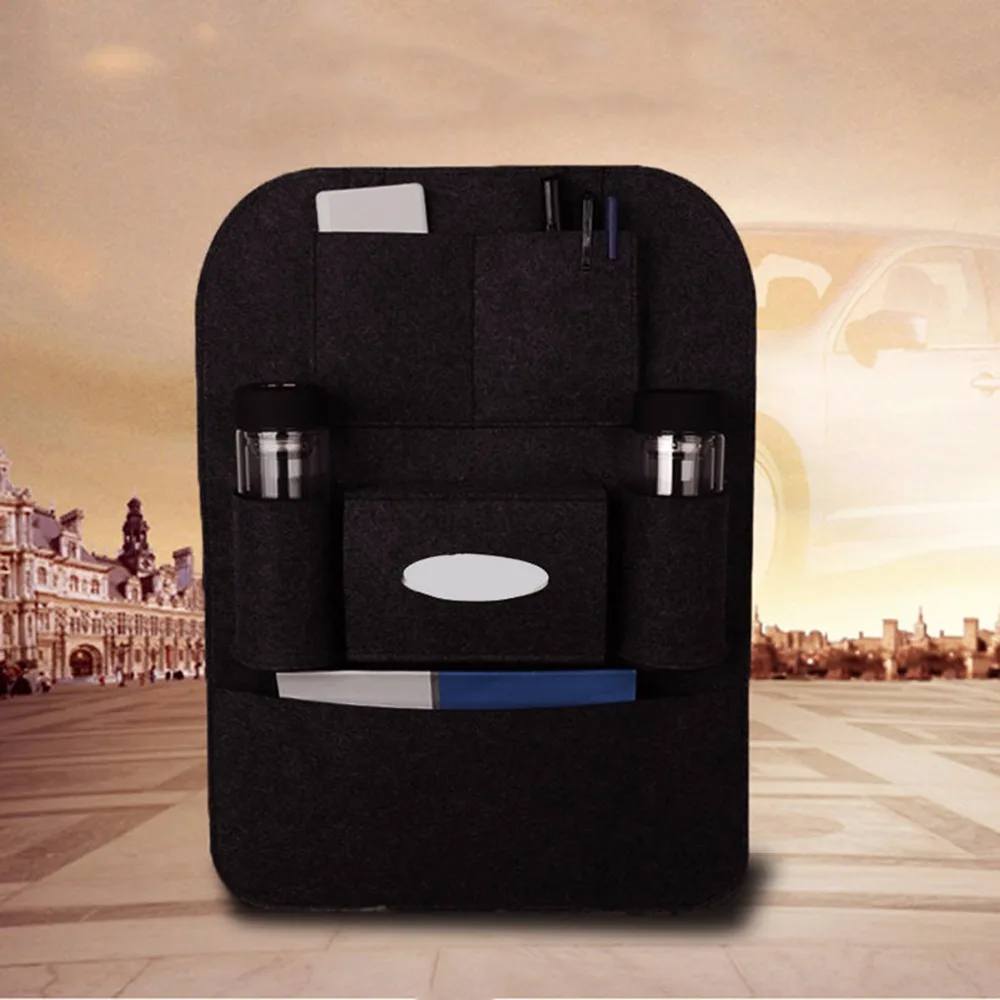 

Nosii 1pc Large Capacity Multi-Pocket Car Back Seat Bag Storage Pouch Phone Holder Accessory Organizer Black Hanging Type