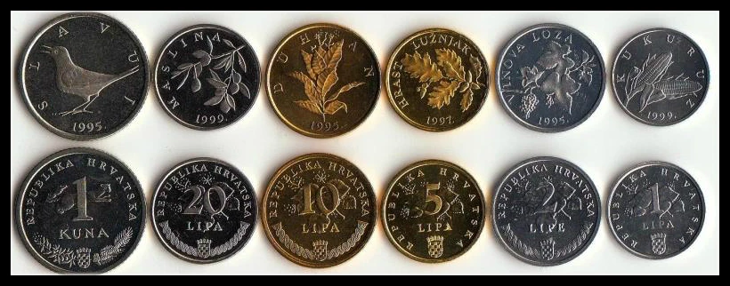 10 CROATIAN COINS LIPA KUNA OLD COLLECTIBLE OLD COINS SET FROM CROATIA