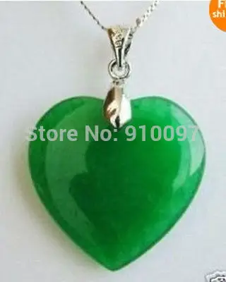 &gt&gtGreen Jade Heart Shape Silver emerald Pendant /necklace | Украшения и аксессуары