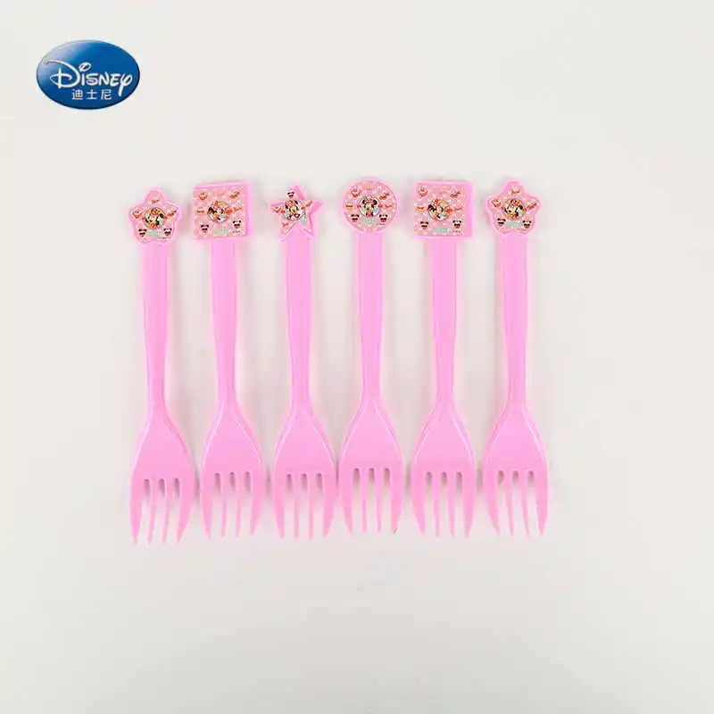 Minnie Mouse Theme beautiful Disposable Birthday Party Decorations Kids Girl Party Supplies Decoration Tableware Set - Цвет: 6pcs Fork