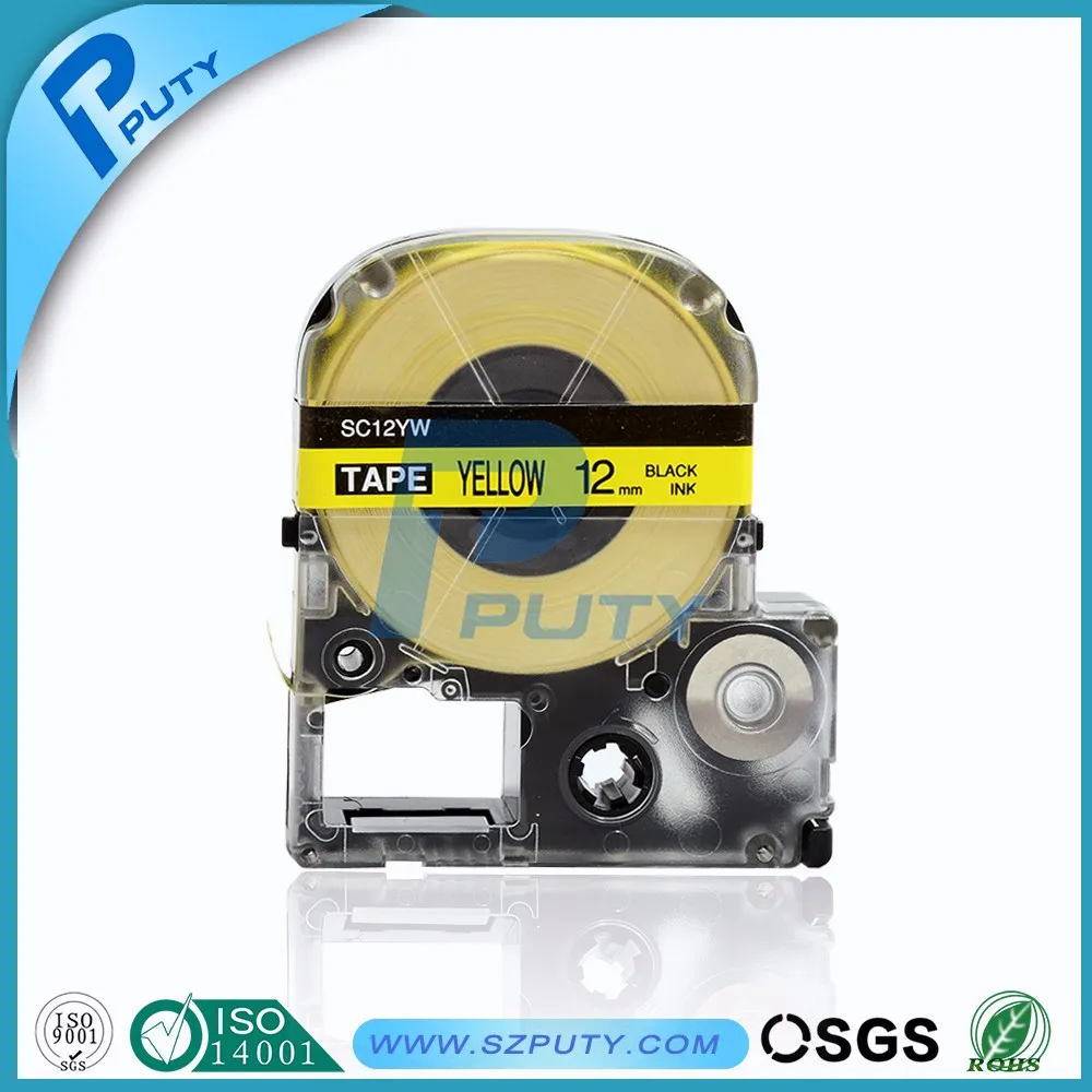 20pcs/lot 12mm Label Tape Cartridge 100% compatible for Kingjim TEPRA LW-300 LW-400 SC12YW black ink on yellow tape | Компьютеры и