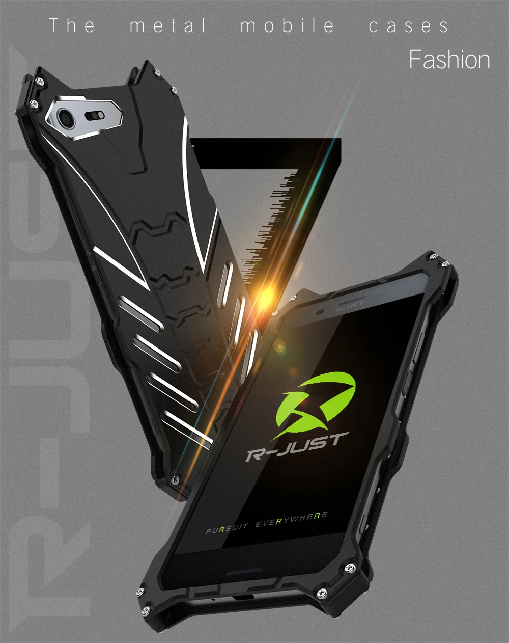 

For Sony XZ Premium Case Luxury Batman Hard Aluminum Metal Bumper Frame Armor Protective Shockproof Back Phone Cover Case Cove