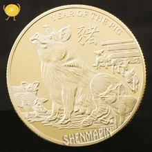 

Australia golden Pig commemorative coins Year of Pig Good luck gold plated challenge coin New Year's Eve gift coins collectibles