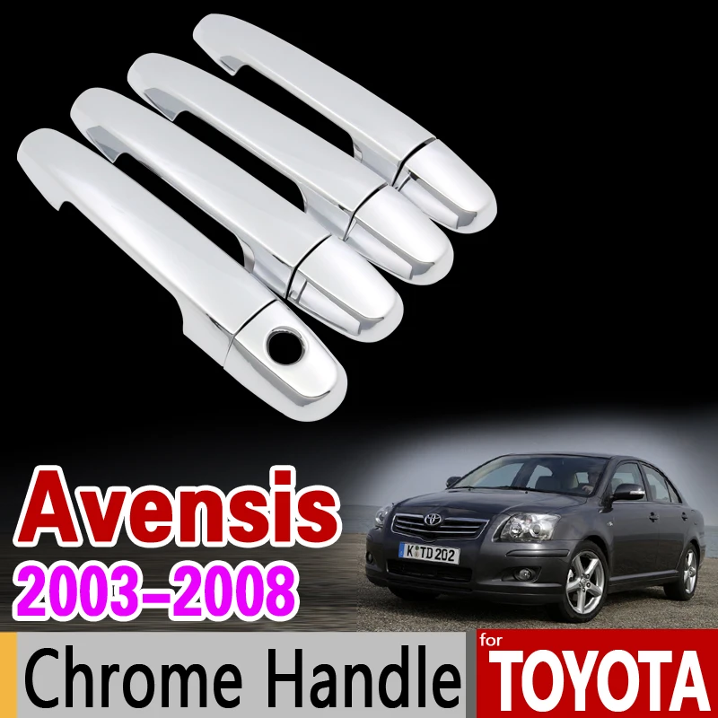 for Toyota Avensis 2003 2008 Chrome Door Handle Cover Trim Set T250 T25 2004 2005 2006