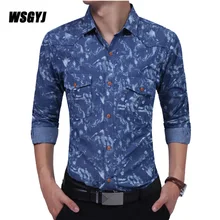 Модная мужская рубашка с длинными рукавами галстук высокого качества-окрашенная ковбойская рубашка варенка Мужская рубашка приталенная Мужская рубашка XXL