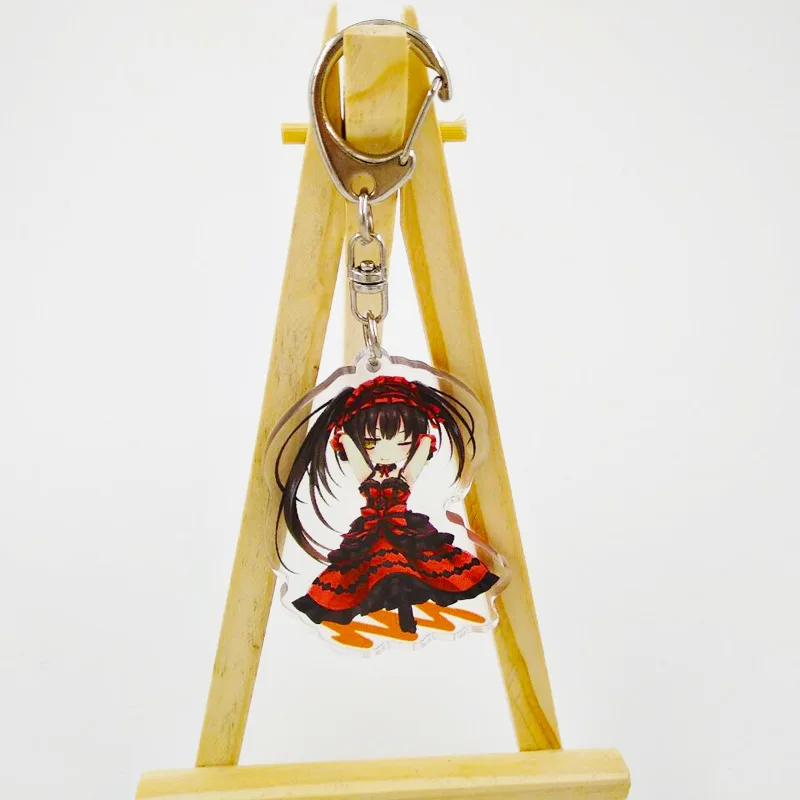 

5 Styles Acrylic Keychain Anime DATE A LIVE Tokisaki Kurumi Yatogami Tohka Itsuka Kotori Double Sided Pendant Keychain 55mm