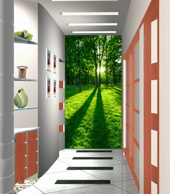 

Custom 3D stereoscopic large mural fabric wall paper room photo pastoral landscape porch entrance hallway TV background headroom