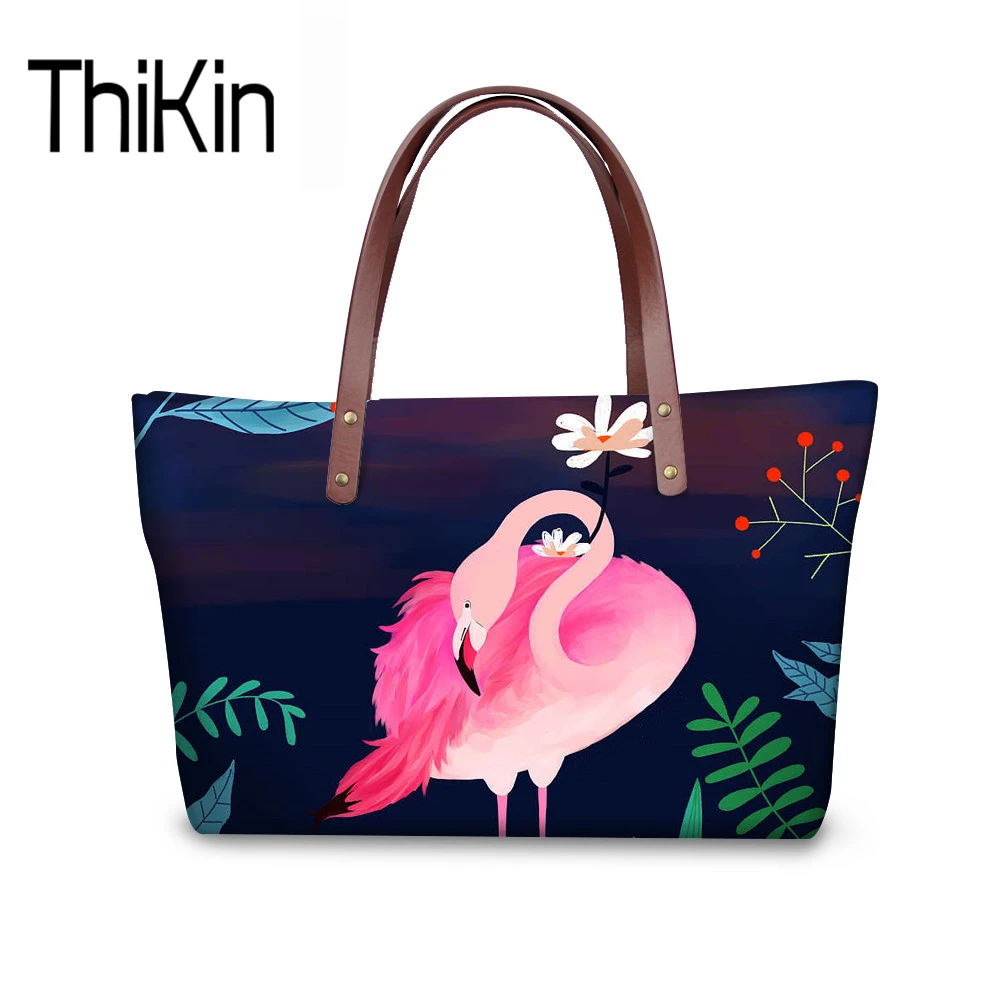 

THIKIN 3D Flamingo Printing Fashion Handbag Casual Women Bags for Female Ladies Girls Hand Bags Large Shoulder Bags Bag Beach