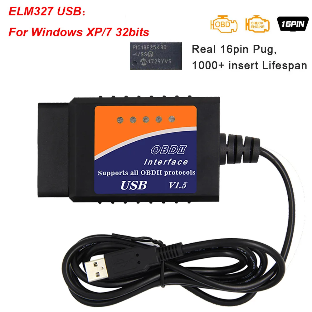 ELM 327 V1.5 PIC18F25K80 чип OBD2 Bluetooth WI-FI USB Поддержка Android/IOS OBD OBD2 автомобильный диагностический сканер elm327 v1.5 - Цвет: USB