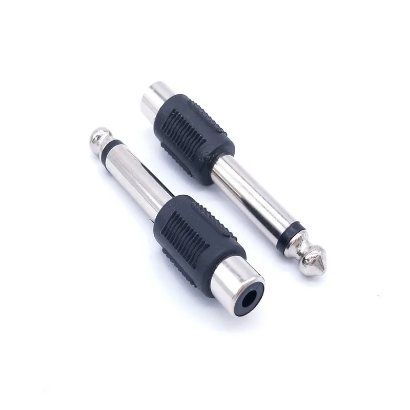 100pcs Jack 6.5mm Connector Turn Lotus Female AV Audio Adapter Mono To RCA For FM Microphone Plug 6.35mm