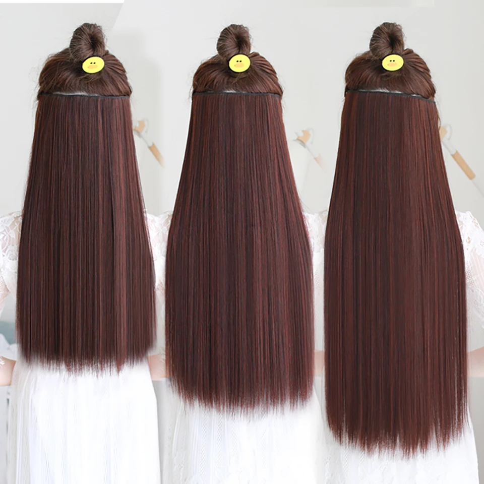 DIFEI Long Straight 5 Clips in Hair Extensions Fake Synthetic High Tempreture Fiber Hair Extensions halo hair extensions