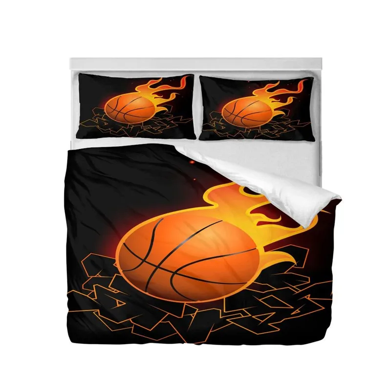 

Bedding Set Fashion Cool Fire Basketball Football 3D Printing Duvet Covers Queen Double Size Bedroom Decoration Bed Set 3 Pcs