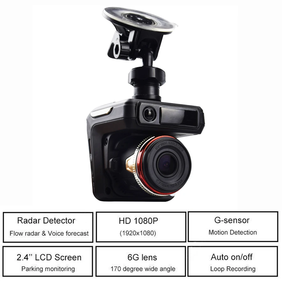 

GUBANG 2 in 1 Car Radar Detector+DVR Full HD 1280x720P 30FPS 2.4" TFT laser Russian / English language